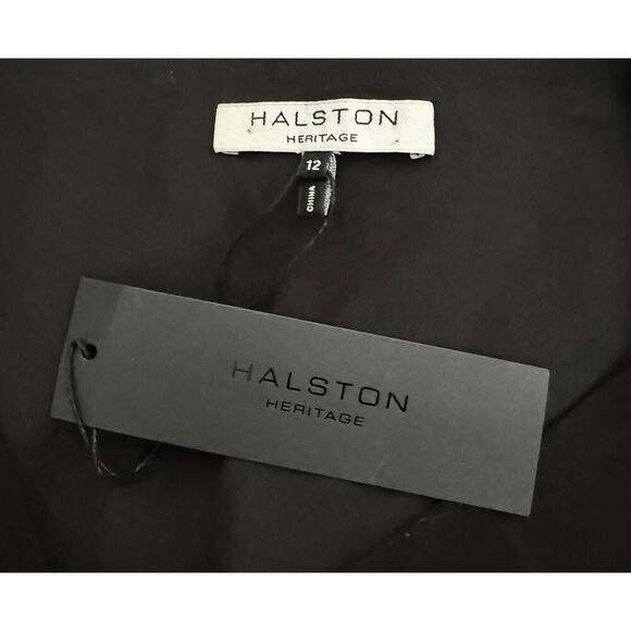 Halston Heritage Women's Faux Wrap Crepe Black Dress Classic Professional NWT - Picture 9 of 13